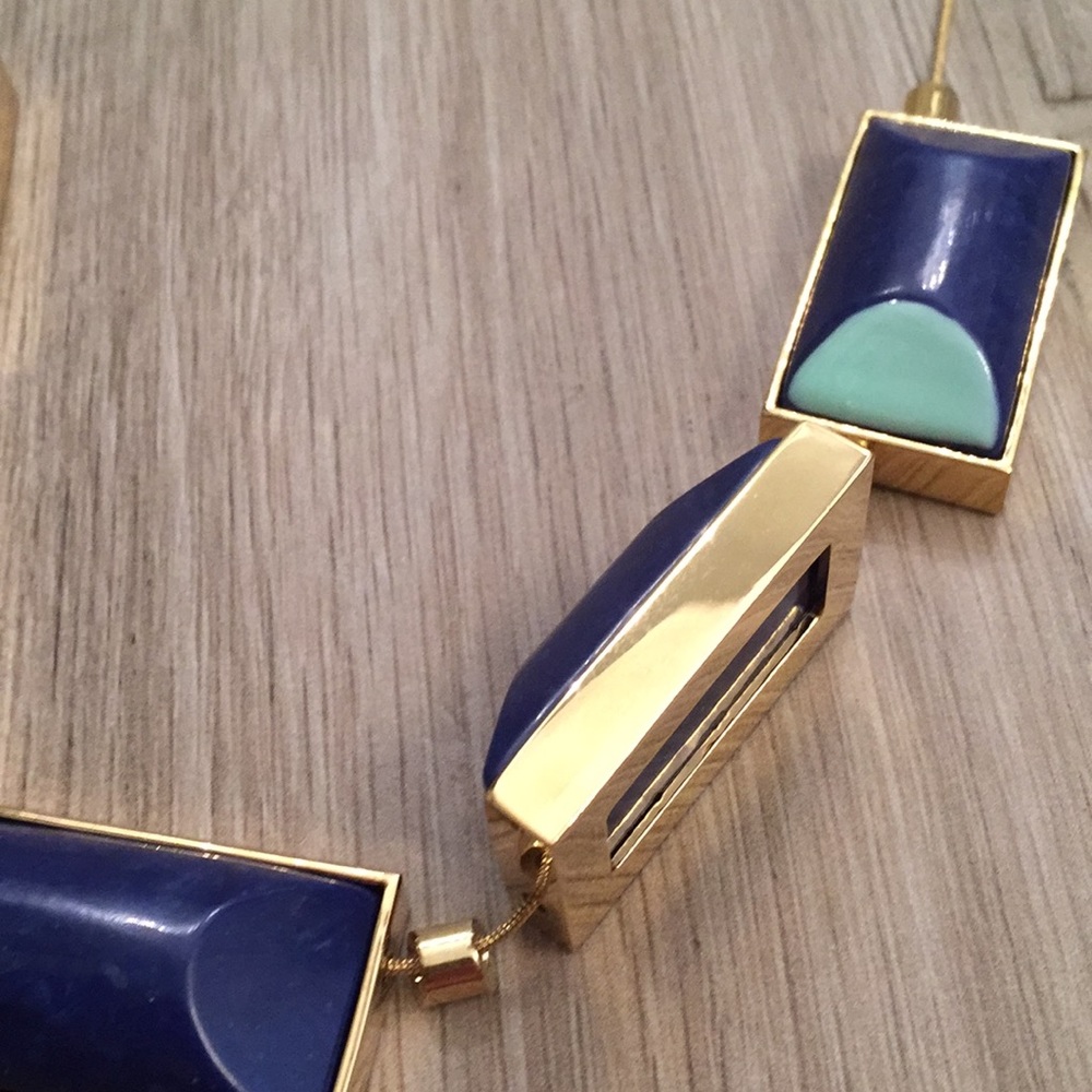 Fossil Blue Two Tone Rectangle Stone Necklace - image 2